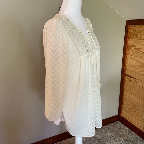 Anthropologie One September Attylie Cream Embroidered Peasant Top Small - Picture 3 of 13